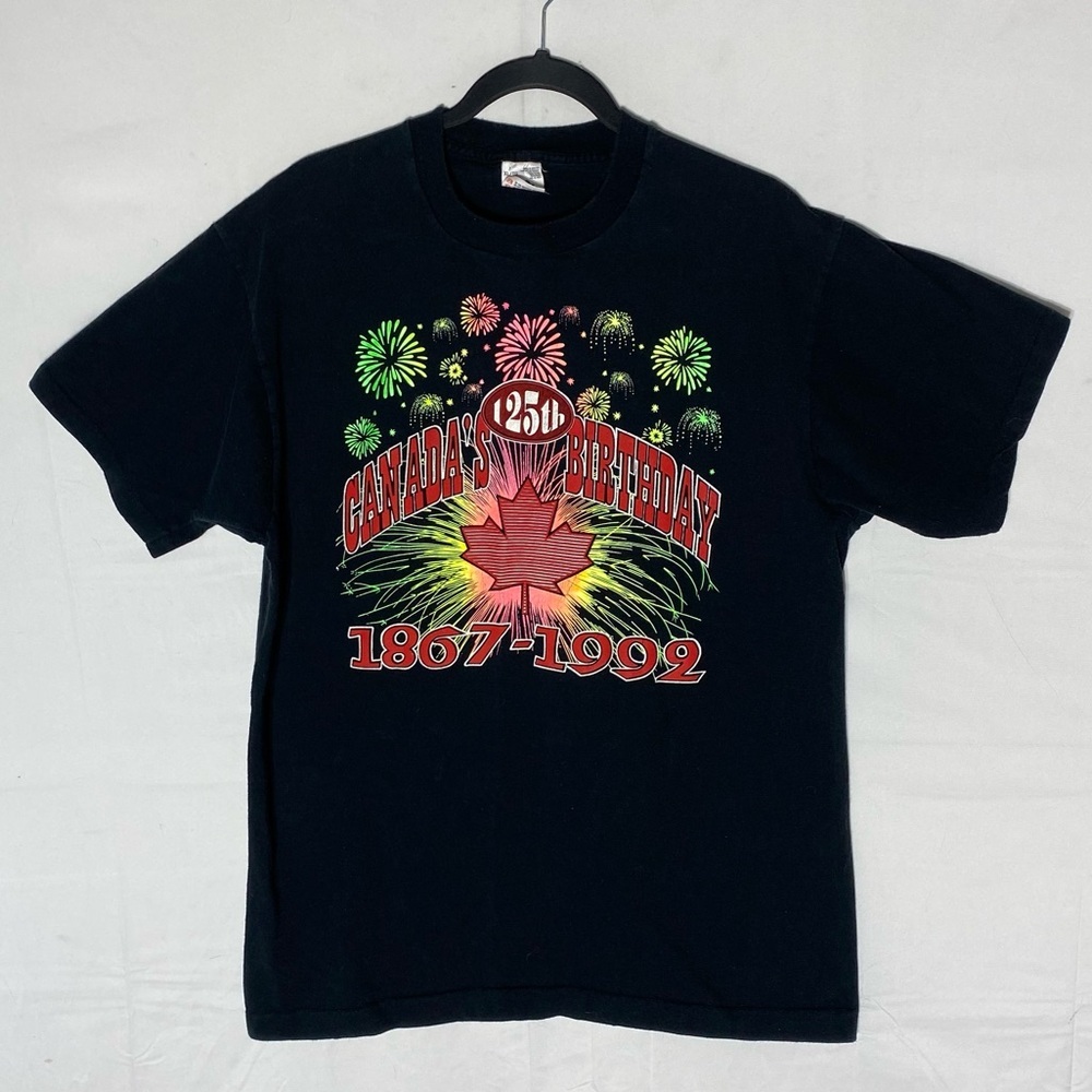 Vintage Fruit Of The Loom Canada’s 125 Birthday 1867-1992 Black T Shirt M